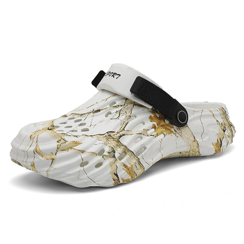 Ανδρικά σανδάλια παραλίας με αναπνεύσιμη EVA επάνω, slip-on, στρογγυλή μύτη, Toe Cap, 4 cm φάρδια σόλα