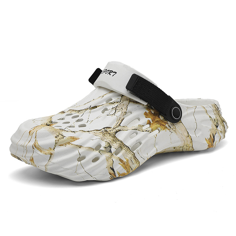 Vīriešu pludmales sandales ar elpojošu EVA augšpusi, slip-on, apaļš purns, Toe Cap, 4 cm bieza zole