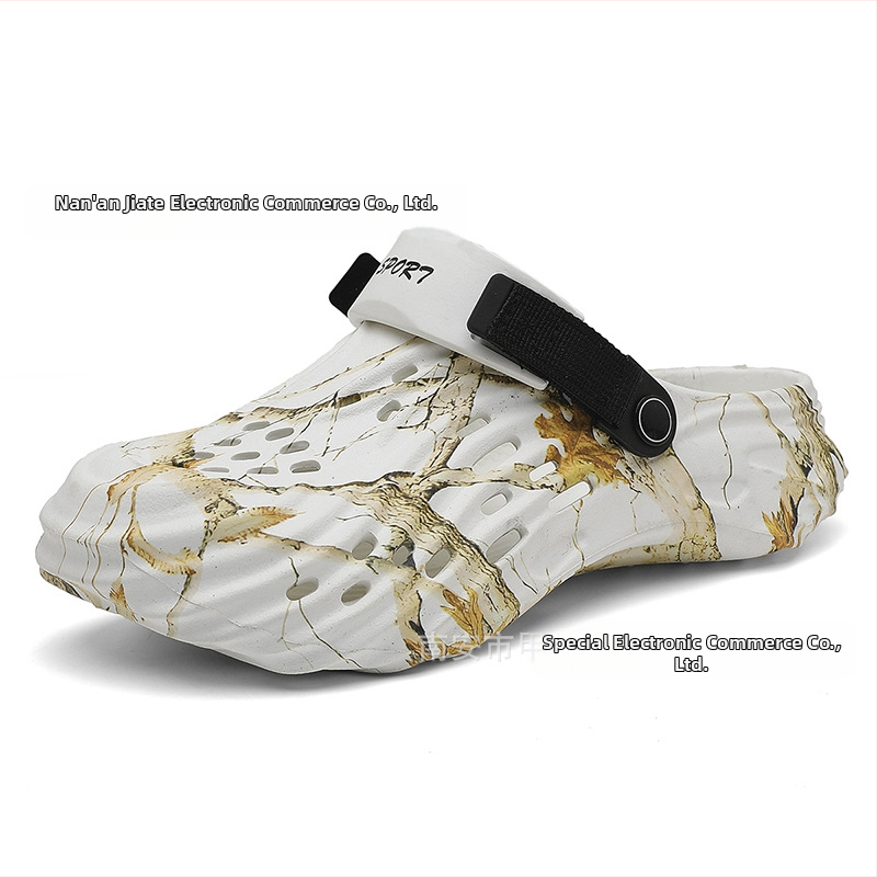 Vīriešu pludmales sandales ar elpojošu EVA augšpusi, slip-on, apaļš purns, Toe Cap, 4 cm bieza zole