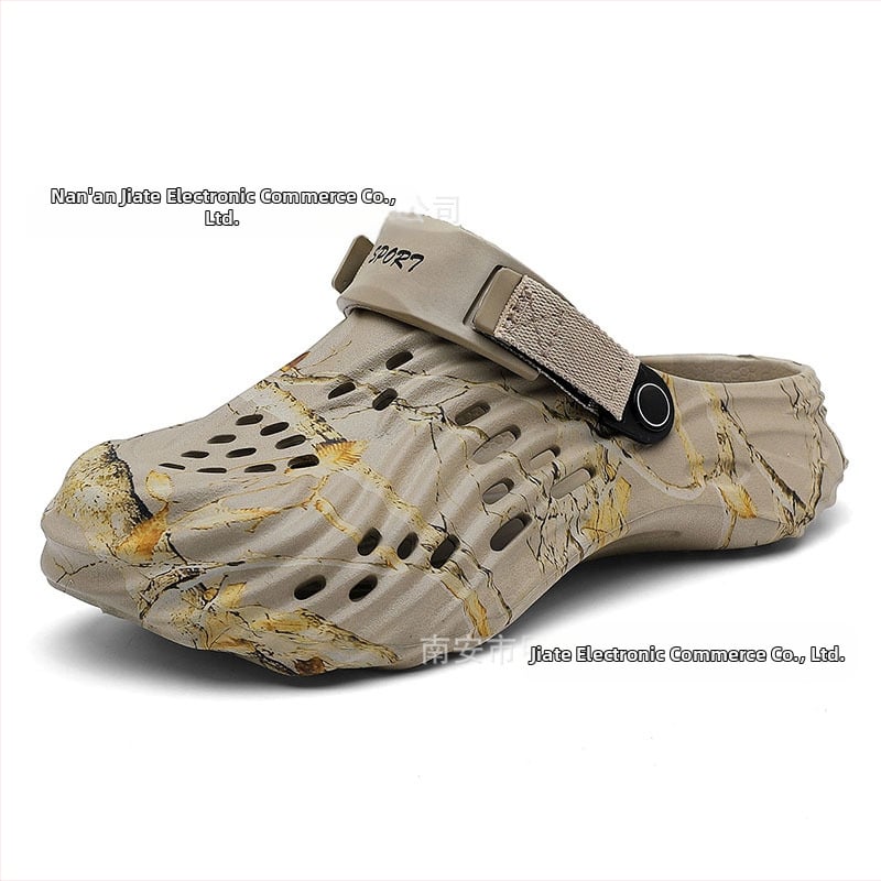 Vīriešu pludmales sandales ar elpojošu EVA augšpusi, slip-on, apaļš purns, Toe Cap, 4 cm bieza zole