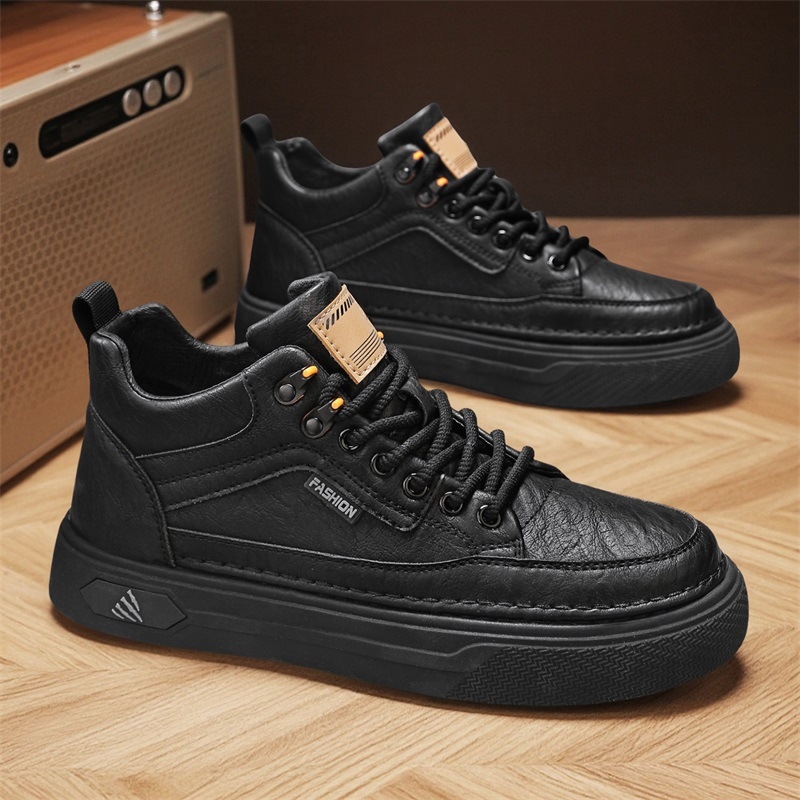 Vīriešu augstas ādas darba kurpes, pretslīdēšana, izturīgas, ar šņorēm, apaļa purngala, rudens