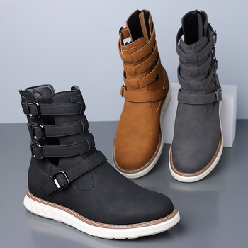 Ανδρικά Derby μποτάκια – PU επάνω μέρος, καουτσούκ σόλα, μεσαίο ύψος shaft, 3-5 cm ύψος τακουνιού