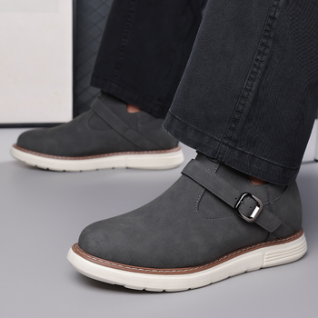 Ανδρικά Derby μποτάκια – PU επάνω μέρος, καουτσούκ σόλα, μεσαίο ύψος shaft, 3-5 cm ύψος τακουνιού