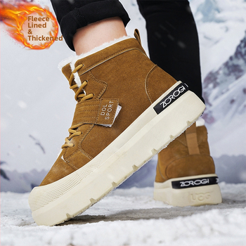 Ανδρικά χειμερινά μποτάκια τύπου Μαρτίν με επένδυση φleece — PU πάνω μέρος, καουτσούκ σόλα, μεσαίο ύψος 3–7 cm, EVA πάτος, Slip-On / Pull-On κλείσιμο