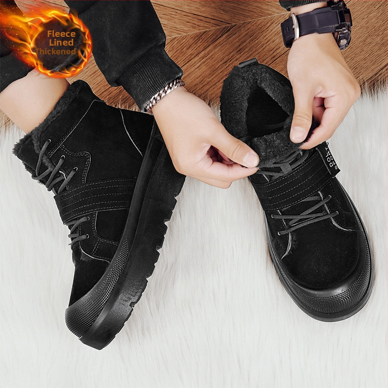 Pánske zimné Martinské čižmy s fleecovou podšívkou — PU vrchný diel, gumová podrážka, výška šára 3–7 cm, EVA vložka, Slip-On / Pull-On zapínanie