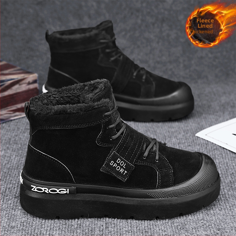 Ανδρικά χειμερινά μποτάκια τύπου Μαρτίν με επένδυση φleece — PU πάνω μέρος, καουτσούκ σόλα, μεσαίο ύψος 3–7 cm, EVA πάτος, Slip-On / Pull-On κλείσιμο