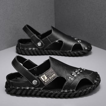 Vyriniai sandalai su iškirptu tinkliniu viršumi, nubukinės odos viršus, Baotou Romos stilius, pavasaris 2025