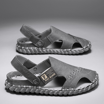Vyriniai sandalai su iškirptu tinkliniu viršumi, nubukinės odos viršus, Baotou Romos stilius, pavasaris 2025