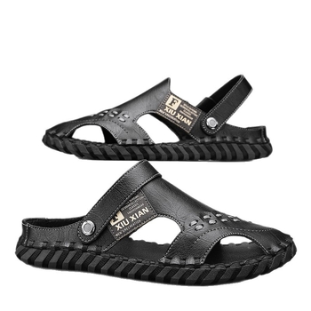 Vyriniai sandalai su iškirptu tinkliniu viršumi, nubukinės odos viršus, Baotou Romos stilius, pavasaris 2025