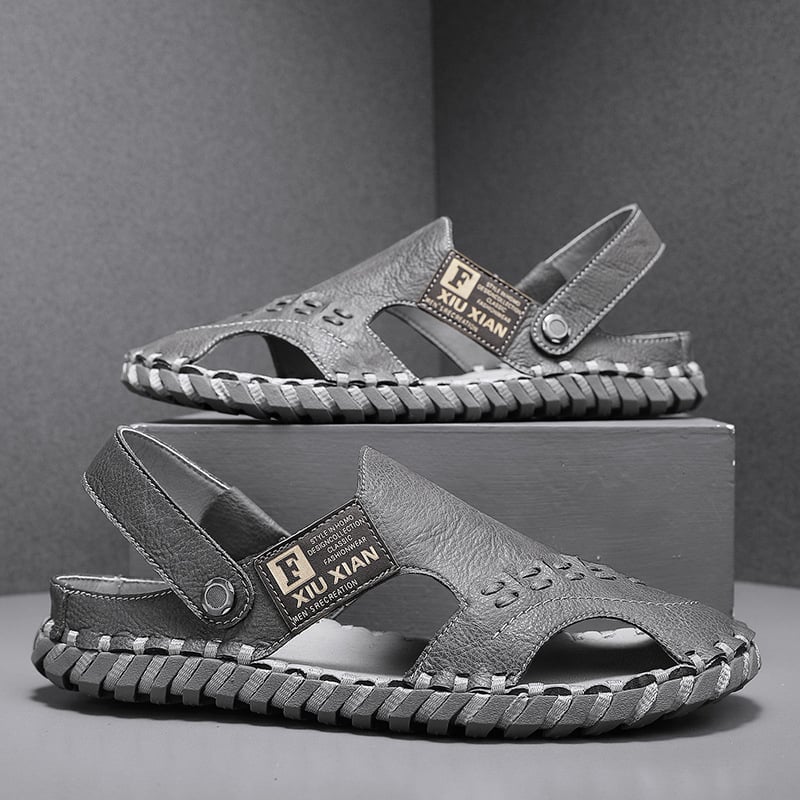 Vyriniai sandalai su iškirptu tinkliniu viršumi, nubukinės odos viršus, Baotou Romos stilius, pavasaris 2025