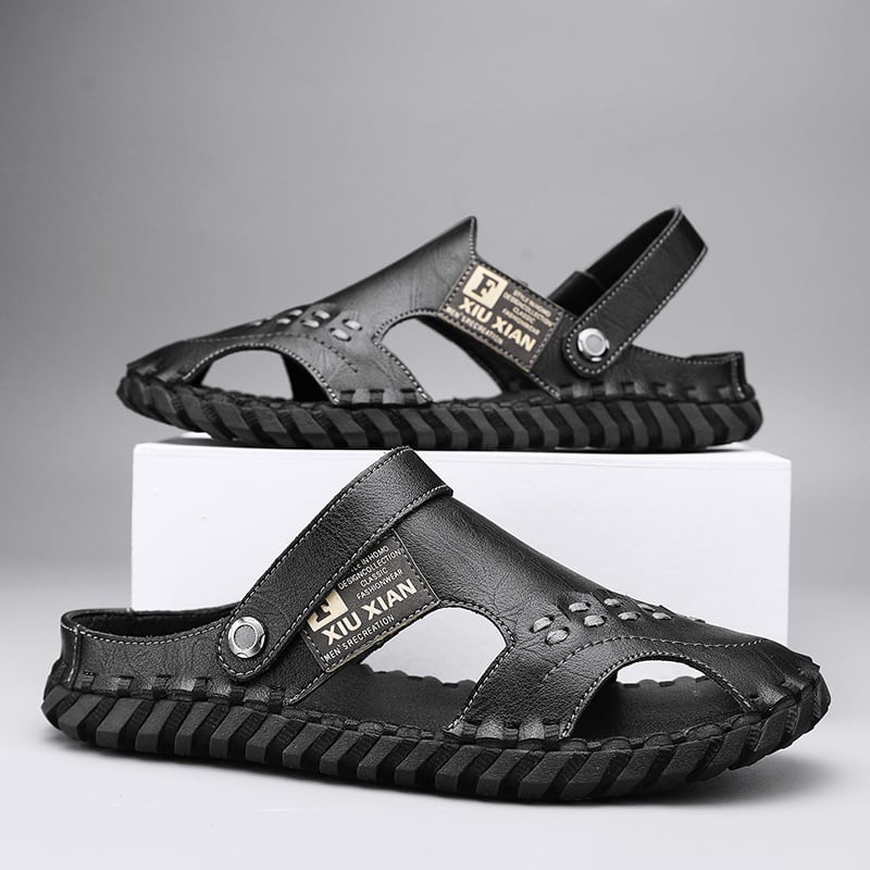 Vyriniai sandalai su iškirptu tinkliniu viršumi, nubukinės odos viršus, Baotou Romos stilius, pavasaris 2025