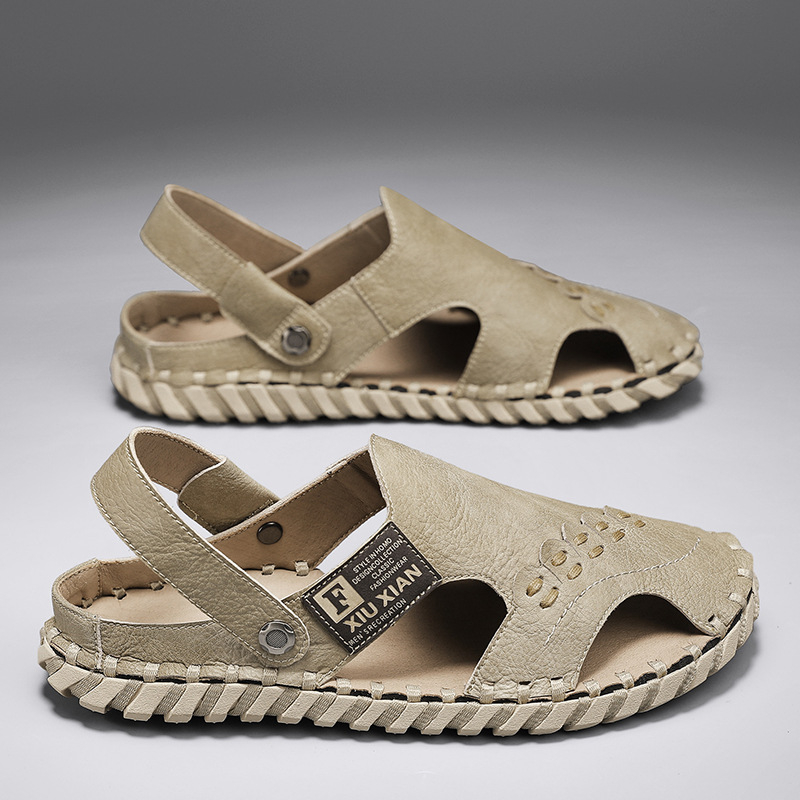 Vyriniai sandalai su iškirptu tinkliniu viršumi, nubukinės odos viršus, Baotou Romos stilius, pavasaris 2025