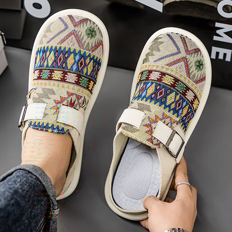 Sandale casual pentru bărbați; suprafața din țesătură; talpa din cauciuc; design Slip-On; lansare vară 2025