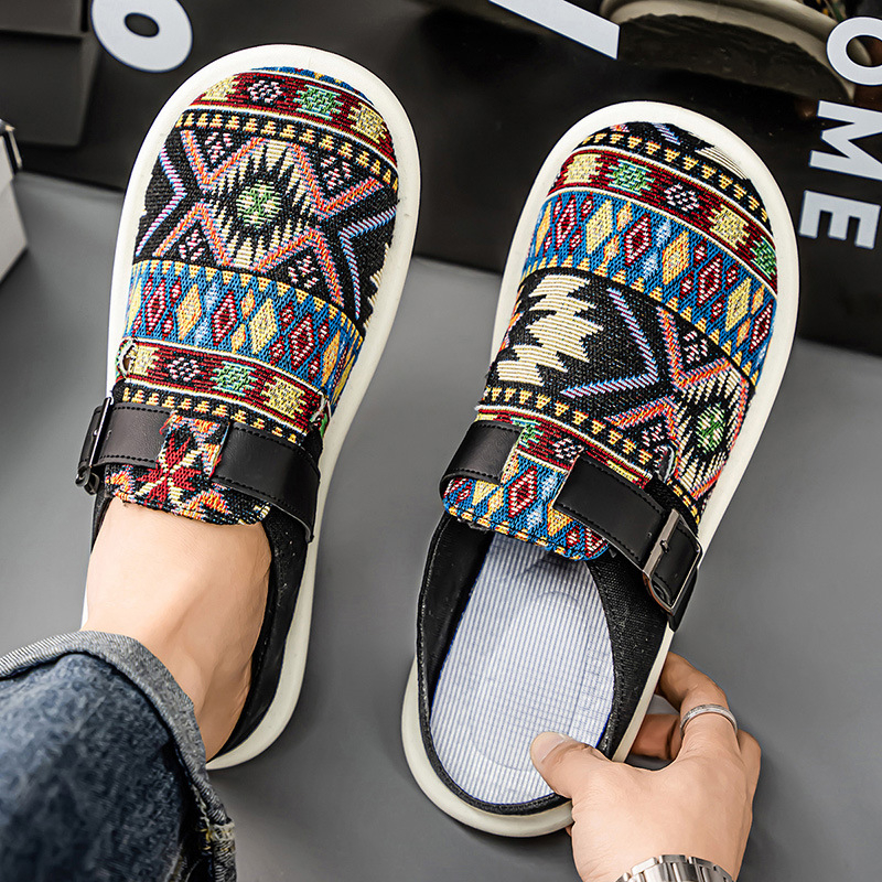 Sandale casual pentru bărbați; suprafața din țesătură; talpa din cauciuc; design Slip-On; lansare vară 2025