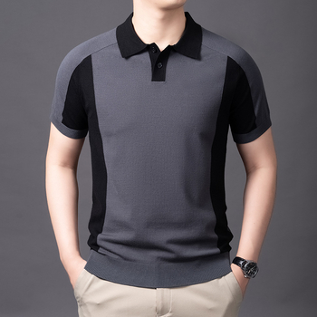 Плетена риза с Turn-Down яка, къс ръкав, свободна кройка, фин трикотаж, вискоза 72%, Есен 2025