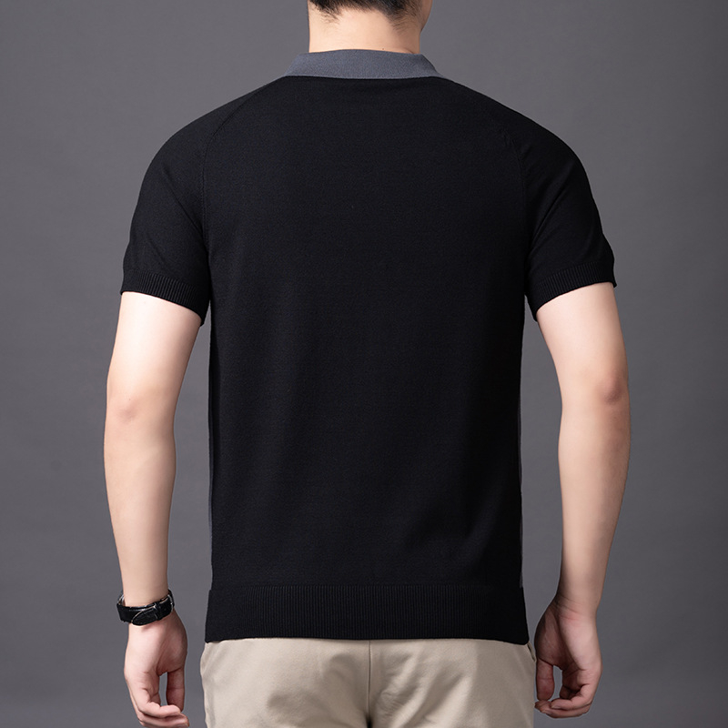 Adīta krekliņa ar Turn-Down apkakli, īsās piedurknes, brīvs piegriezums, smalks adījums, viskoze 72%, Rudens 2025