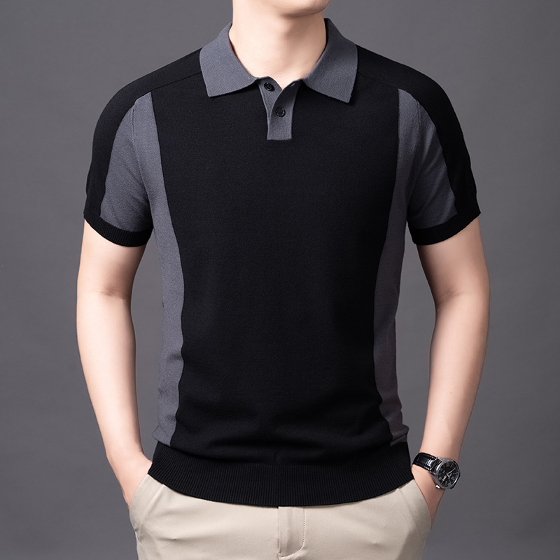 Adīta krekliņa ar Turn-Down apkakli, īsās piedurknes, brīvs piegriezums, smalks adījums, viskoze 72%, Rudens 2025