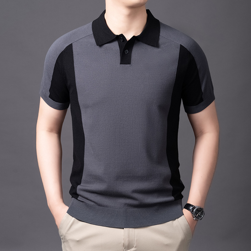 Adīta krekliņa ar Turn-Down apkakli, īsās piedurknes, brīvs piegriezums, smalks adījums, viskoze 72%, Rudens 2025