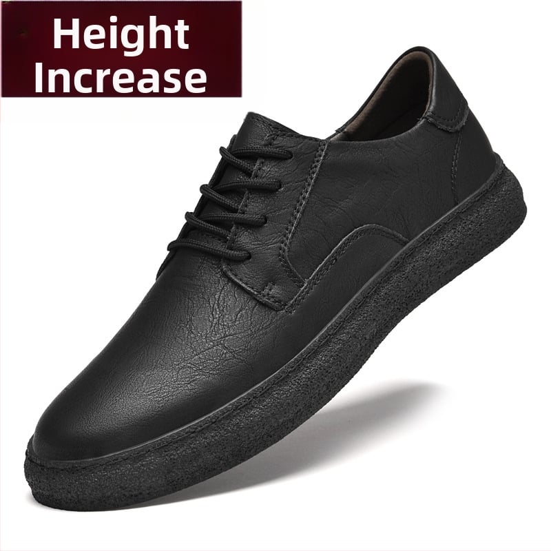 Ανδρικά αθλητικά παπούτσια: επάνω μέρος από δίστρωτο δέρμα αγελάδας, διαπνοή, χαμηλό προφίλ, εσωτερική αύξηση ύψους, κλείσιμο με κορδόνια, συνθετική σόλα