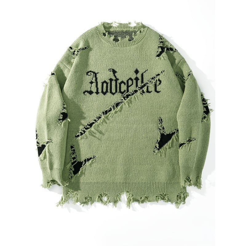 Adīts džemperis, ikdienas stils, brīvs piegriezums, apaļš kakls, piecu punktu piedurkne, caurumu detaļa, vidēja biezuma