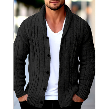 Плетен кардиган Батвинг със яка тип риза, Chenille плат и Vinylon влакна, къси/средни ръкави