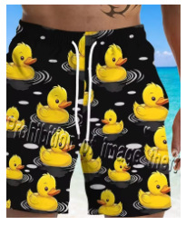 Vīriešu 3D Hawaii peldšorti – brīvs griezums, īss garums, vasaras audums no poliestera/acetāta maisījuma, nedaudz elastīgi