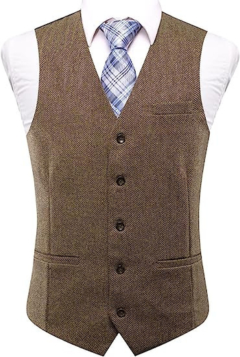 Мъжка рок жилетка Slim-Fit, еднобортова, пайетна бродерия, 3 мм пайети, 100% полиестер