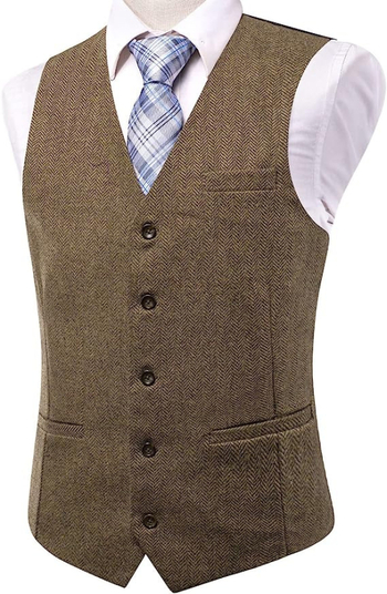 Мъжка рок жилетка Slim-Fit, еднобортова, пайетна бродерия, 3 мм пайети, 100% полиестер