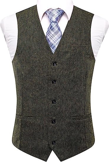 Мъжка рок жилетка Slim-Fit, еднобортова, пайетна бродерия, 3 мм пайети, 100% полиестер