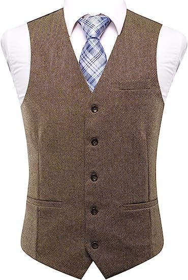 Мъжка рок жилетка Slim-Fit, еднобортова, пайетна бродерия, 3 мм пайети, 100% полиестер