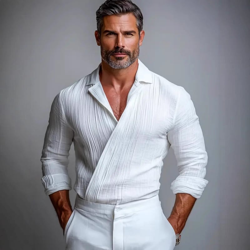 Vīriešu krekls ar Turn-Down apkakli, garas piedurknes, brīvs piegriezums, vienkrāsains, bez krokām, viskozes šķiedras maisījums 96%