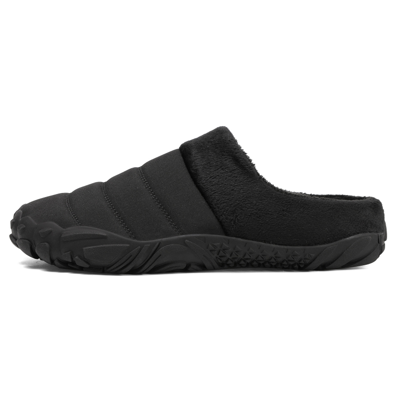 Ανδρικές χειμωνιάτικες παντόφλες εσωτερικού χώρου με ζεστή επένδυση, αδιάβροχο υφασμάτινο επάνω μέρος, σόλα καουτσούκ, στρογγυλή μύτη, χοντρή φτέρνα