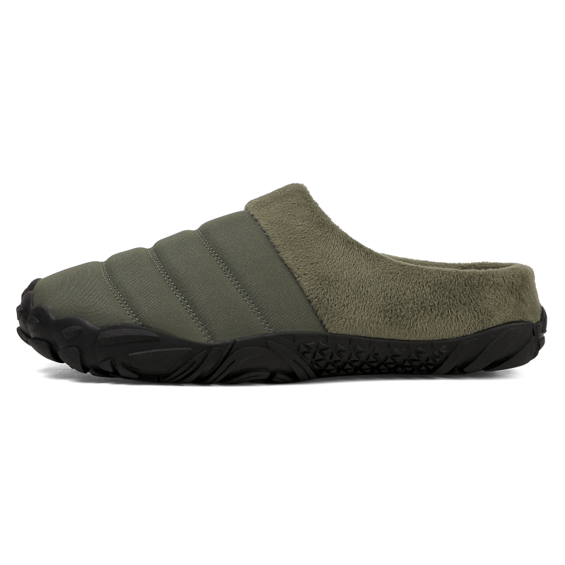 Ανδρικές χειμωνιάτικες παντόφλες εσωτερικού χώρου με ζεστή επένδυση, αδιάβροχο υφασμάτινο επάνω μέρος, σόλα καουτσούκ, στρογγυλή μύτη, χοντρή φτέρνα