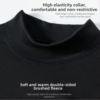 Ανδρικό μακρυμάνικο εσωρούχο βάσης με ημι-υψηλό γιακά, πολυεστερικό φλίς, παχύ ύφασμα 201-250 g/m²