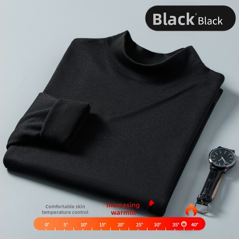 Ανδρικό μακρυμάνικο εσωρούχο βάσης με ημι-υψηλό γιακά, πολυεστερικό φλίς, παχύ ύφασμα 201-250 g/m²