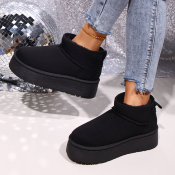 Sieviešu ziemas zābaki ar nubuka augšpusi, gumijas zole, slip-on dizains, iekšējā odere ar mākslīgu kažoku, ziemas ikdienas stils