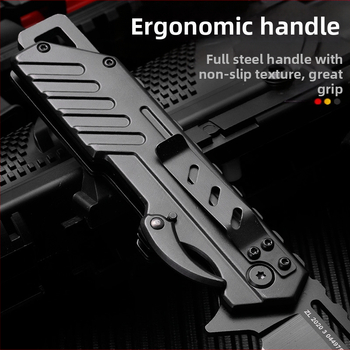 Πτυσσόμενο μαχαίρι από ατσάλι D2, υψηλή σκληρότητα, για εξωτερική επιβίωση, φορητό πολυλειτουργικό εργαλείο