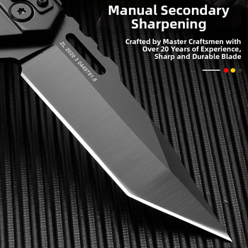 Πτυσσόμενο μαχαίρι από ατσάλι D2, υψηλή σκληρότητα, για εξωτερική επιβίωση, φορητό πολυλειτουργικό εργαλείο