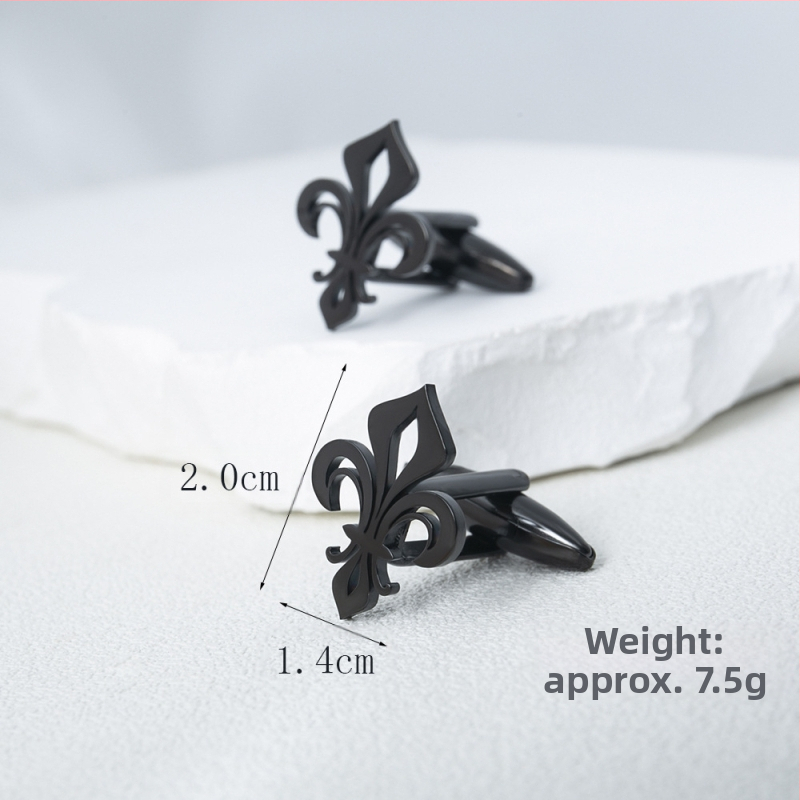 Manžetové gombíky s květinovým dizajnom z titánovej ocele, elektroplatované, pánske