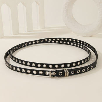 Ζώνη μέσης από PU δέρμα με αγκράφα από κράμα, κούμπωμα snap, διακοσμητικός διπλός βρόχος, μοντέλο 1655, φθινόπωρο 2025