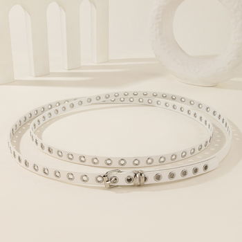 Ζώνη μέσης από PU δέρμα με αγκράφα από κράμα, κούμπωμα snap, διακοσμητικός διπλός βρόχος, μοντέλο 1655, φθινόπωρο 2025