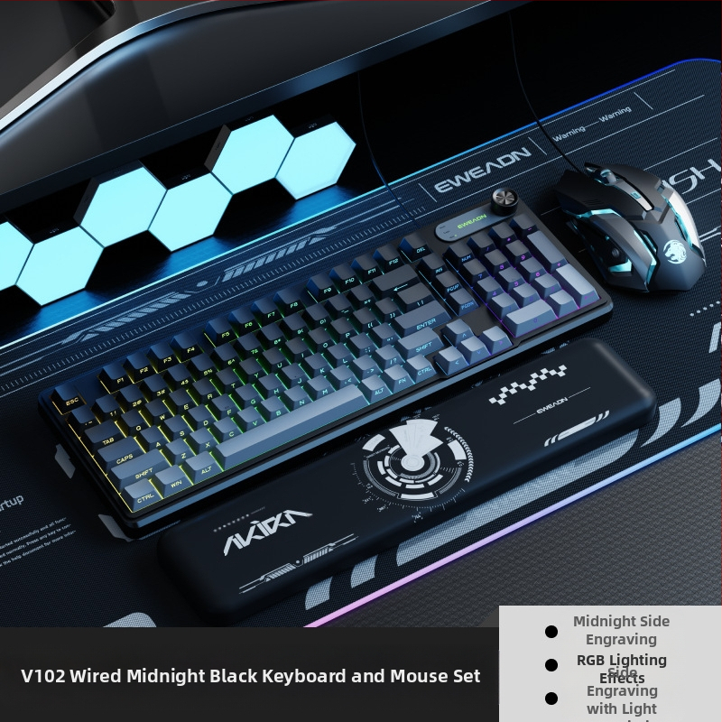 V102 σετ καλωδιακού πληκτρολογίου και ποντικιού, PS/2 διεπαφές για πληκτρολόγιο και ποντίκι, οπτοηλεκτρονική σύνδεση, κατάλληλο για παιχνίδια και γραφείο