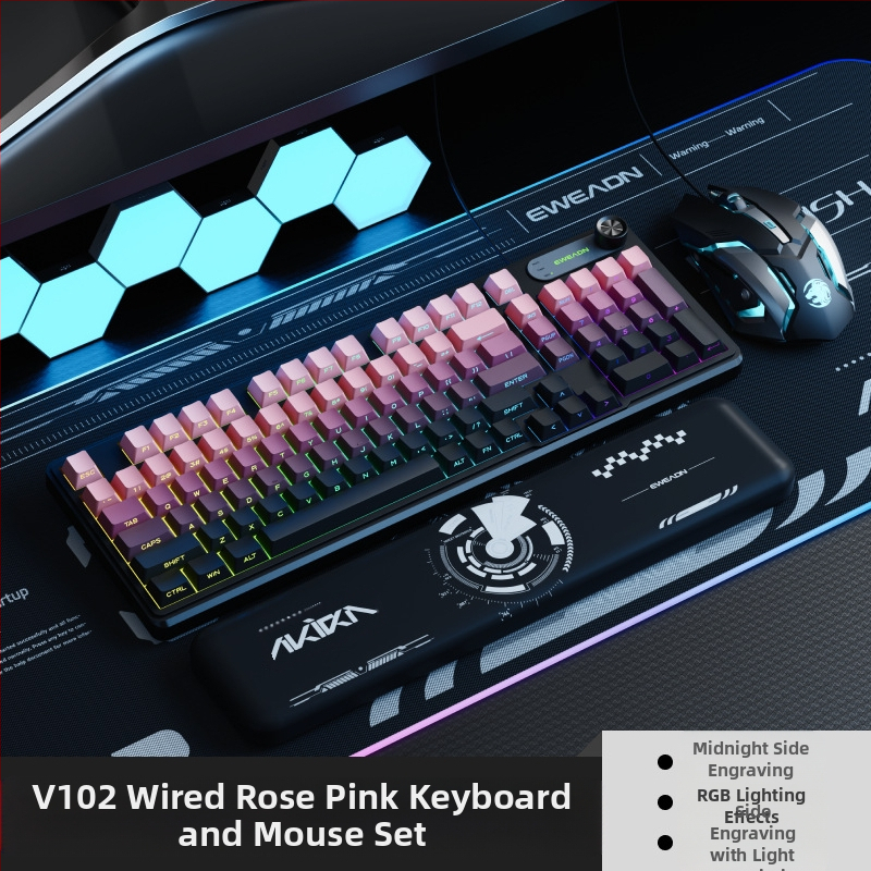 V102 σετ καλωδιακού πληκτρολογίου και ποντικιού, PS/2 διεπαφές για πληκτρολόγιο και ποντίκι, οπτοηλεκτρονική σύνδεση, κατάλληλο για παιχνίδια και γραφείο