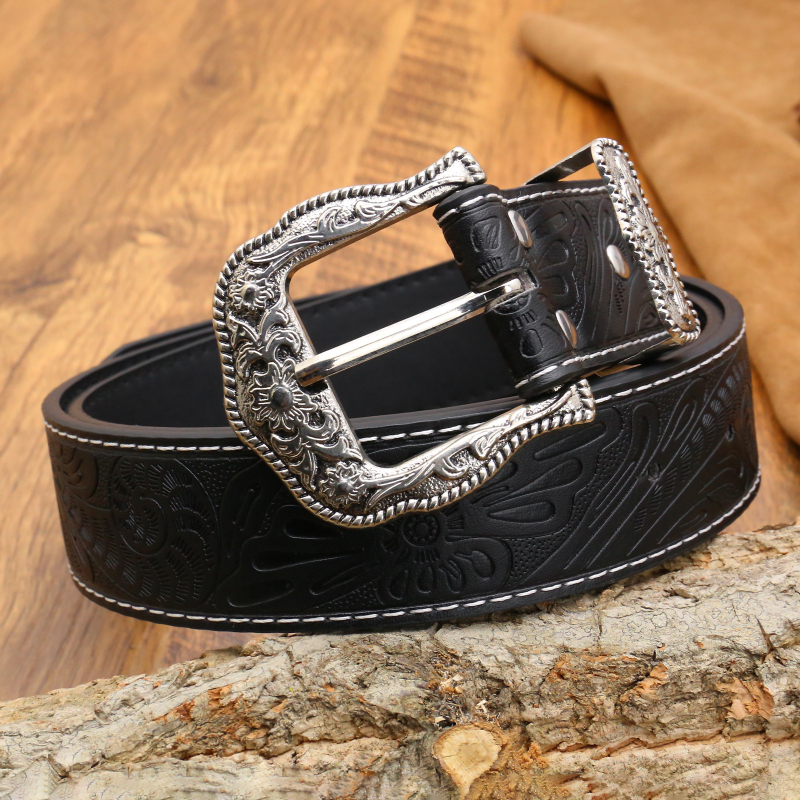 PU ādas josta ar rozes zieda sprādzi, punk/ielas/hip-hop stils, platums 2-4 cm, sprādzes materiāls sakausējums