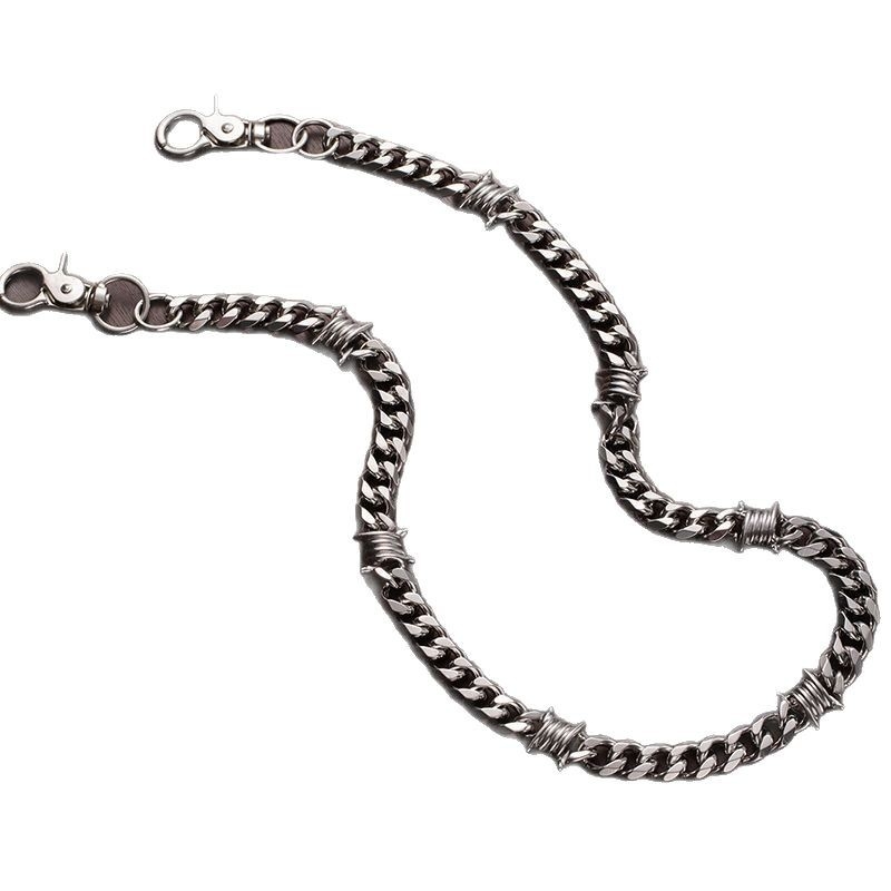 Vidukļa ķēde ar dzeloņainu dizainu, hip-hop stila metāla ķēde, universāla