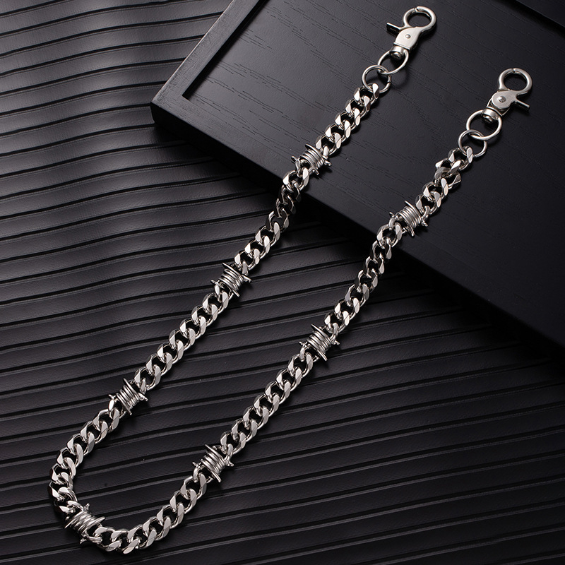 Vidukļa ķēde ar dzeloņainu dizainu, hip-hop stila metāla ķēde, universāla
