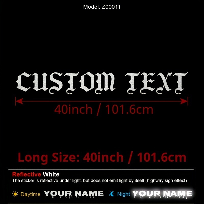 Ανακλαστικό αυτοκόλλητο αυτοκινήτου με θέμα γράμματα σε βινύλιο με γκλίτερ, προσαρμόσιμο; Υλικό βάσης: Πολυπροπυλένιο (BOPP); Προέλευση: Anhui, Κίνα; Πάχος: Xc992715