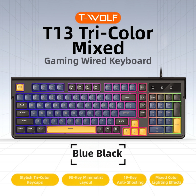 Πληκτρολόγιο gaming, ενσύρματο, 98+ πλήκτρα, μεμβρανικό, RGB φωτισμός