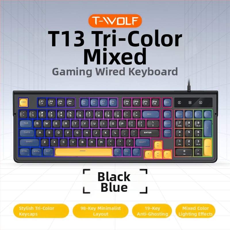 Πληκτρολόγιο gaming, ενσύρματο, 98+ πλήκτρα, μεμβρανικό, RGB φωτισμός