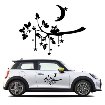 Automobiļa uzlīme ar radošu spalvu tauriņu grupas dizainu; vinila līmēta uzlīme; sānu durvju līniju dekors